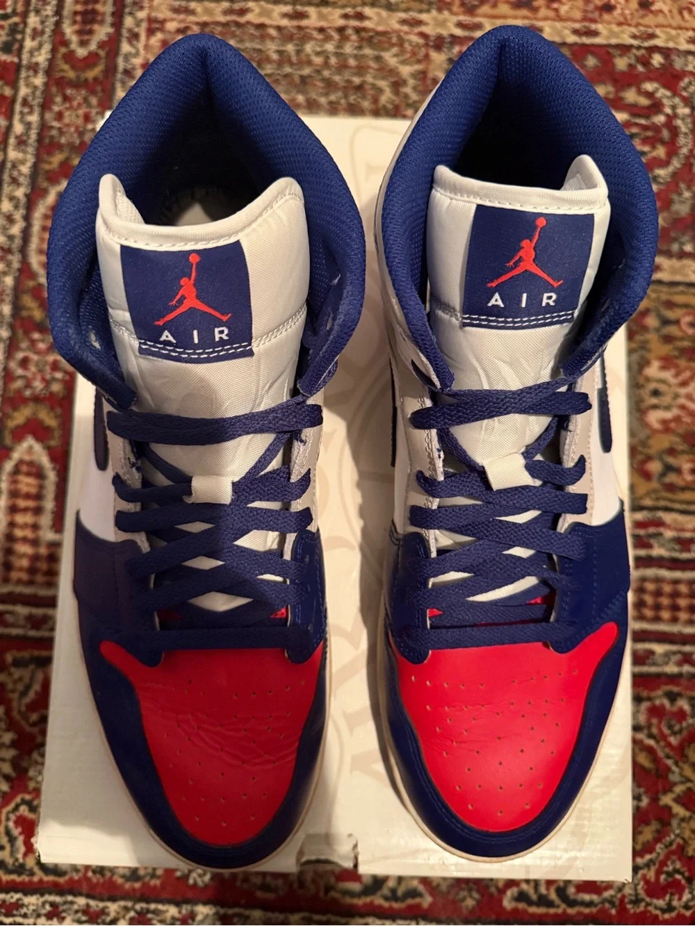 Jordan 1 Mid Rare Air - Men’s High Top Sneakers - White/Navy/Red